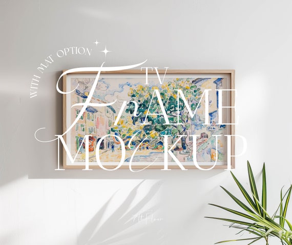 TV Mockup Frame Horizontal Wooden Frame Minimalist Mockup 16:9 Ratio