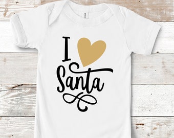 I Love Santa Bodysuit - Santa Claus Baby Creeper - Christmas Baby Gift