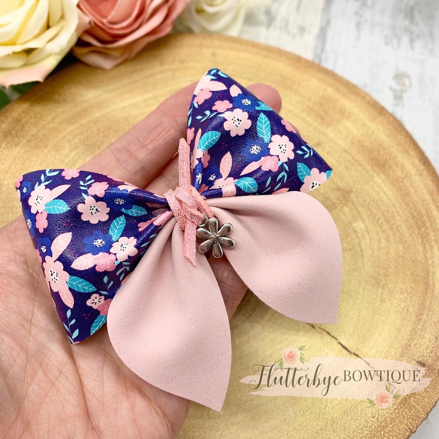 Spring floral Charm Bows baby bow flower hair bow glitter Etsy