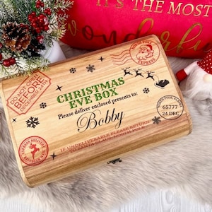 Christmas Eve Box, Luxury personalised wooden treasure chest, Traditional Gifts