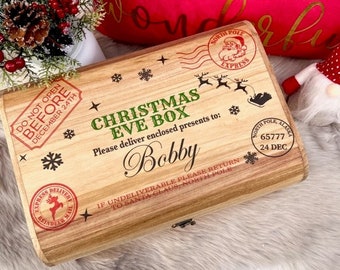 Boîte de réveillon de Noël, coffre au trésor en bois personnalisé de luxe, cadeaux traditionnels