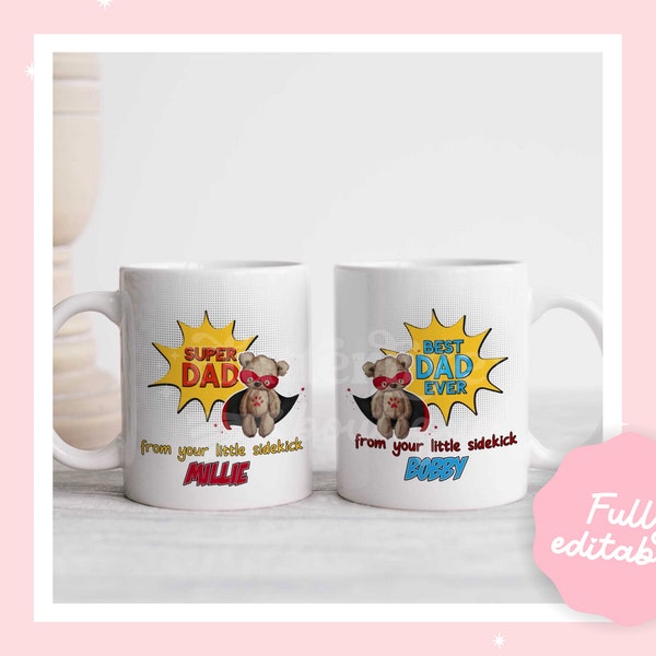 Super dad mug, daddy is my hero, dad’s sidekick, Father’s Day drink ware, Gifts for Dad