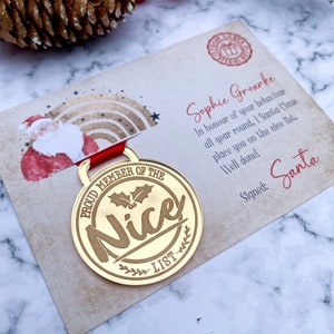 Nice List Medal, Santa Gift, Christmas Eve box filler, tradition gift from Father Christmas image 1