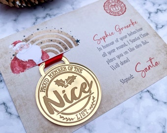 Nice List Medal, Santa Gift, Christmas Eve box filler, tradition gift from Father Christmas