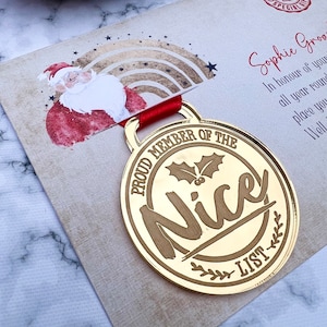 Nice List Medal, Santa Gift, Christmas Eve box filler, tradition gift from Father Christmas image 2