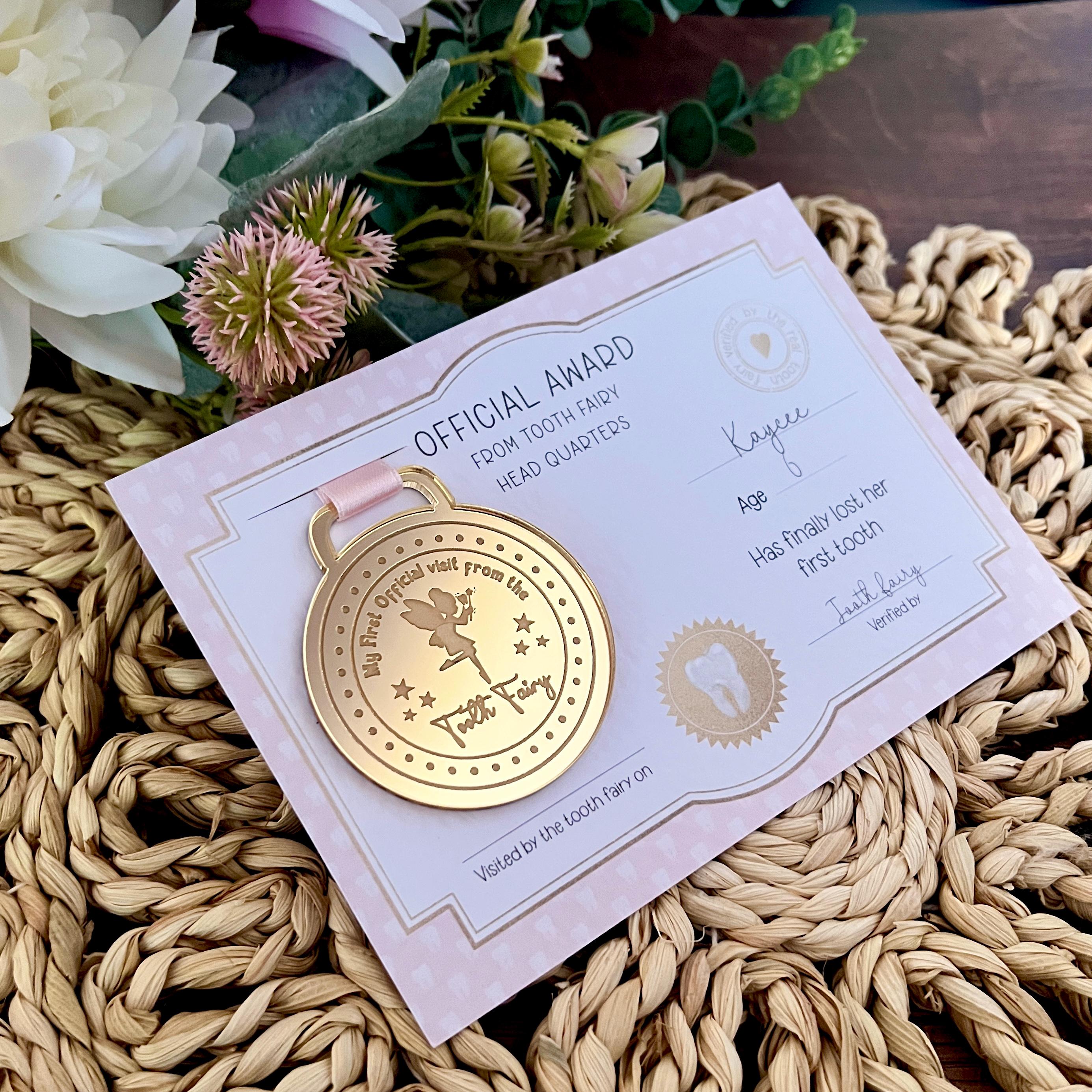 Tooth Fairy Medal, Girls and boys First tooth gift, lost tooth