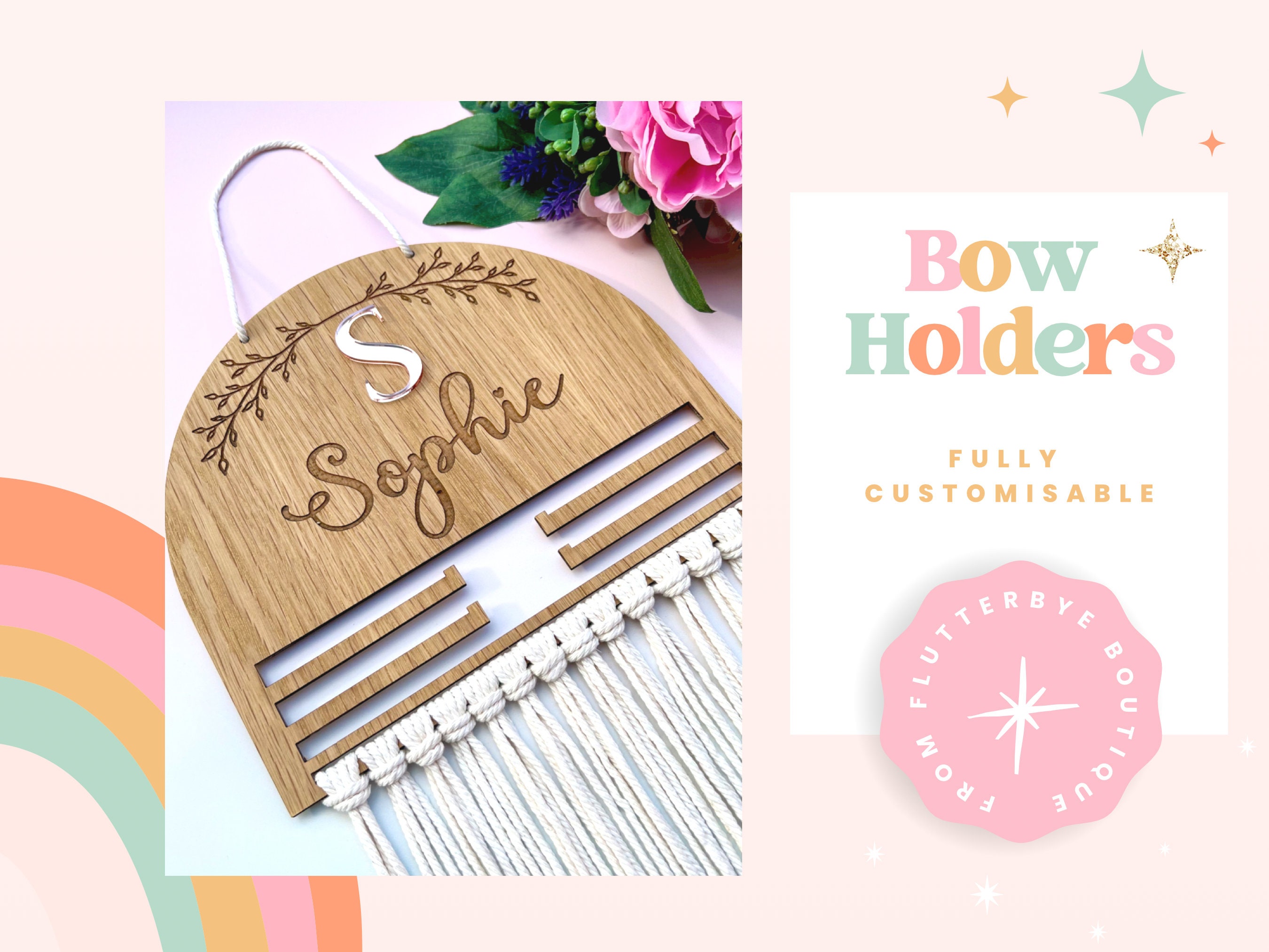 Bow Holder Nursery Decor, Macrame Bow Holder, Personalized Boho Hair Bow  Organizer, Baby Girl Hair Accessories, Wall Hanging Bow Storage, 