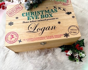 Christmas Eve Box, Luxury personalised wooden treasure chest, Traditional Gifts