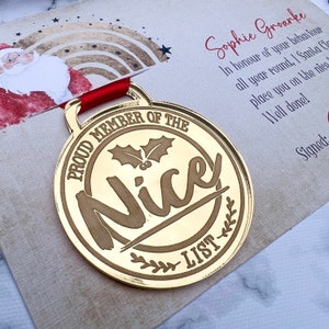 Nice List Medal, Santa Gift, Christmas Eve box filler, tradition gift from Father Christmas image 7