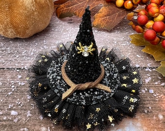魔女の帽子クリップ、幼児用ハロウィンヘッドバンド、ベビーケーキスマッシュコスチューム、犬用ドレスアップ