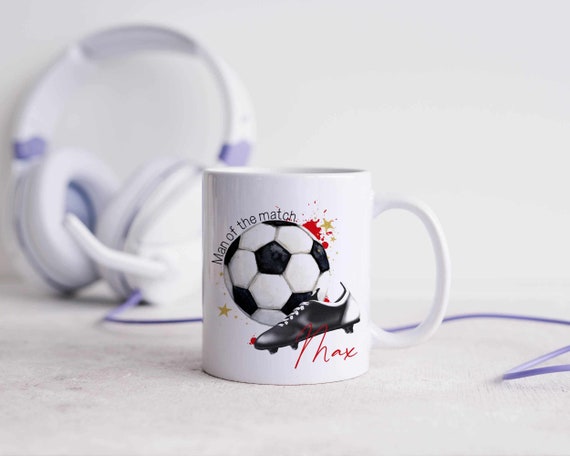 Mug de football personnalisé, cadeau de football rouge, homme du match