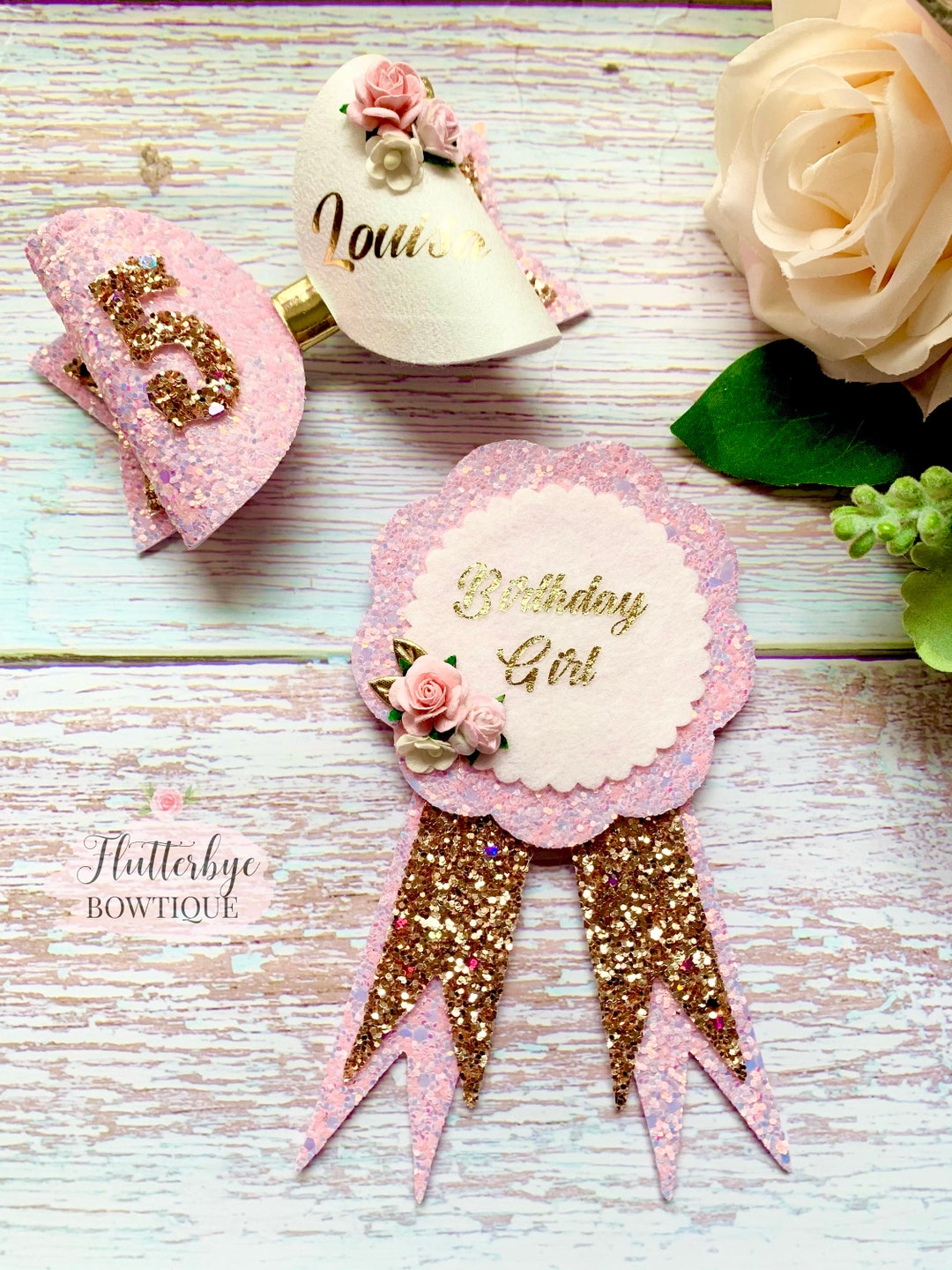 Birthday Badge and Bow Set With Age Perfect for Cake Smash - Etsy UK