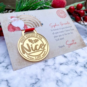 Nice List Medal, Santa Gift, Christmas Eve box filler, tradition gift from Father Christmas image 6