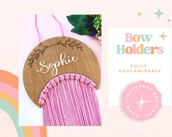 Wooden Mecrame Bow Holder to organise your collection of hair clips