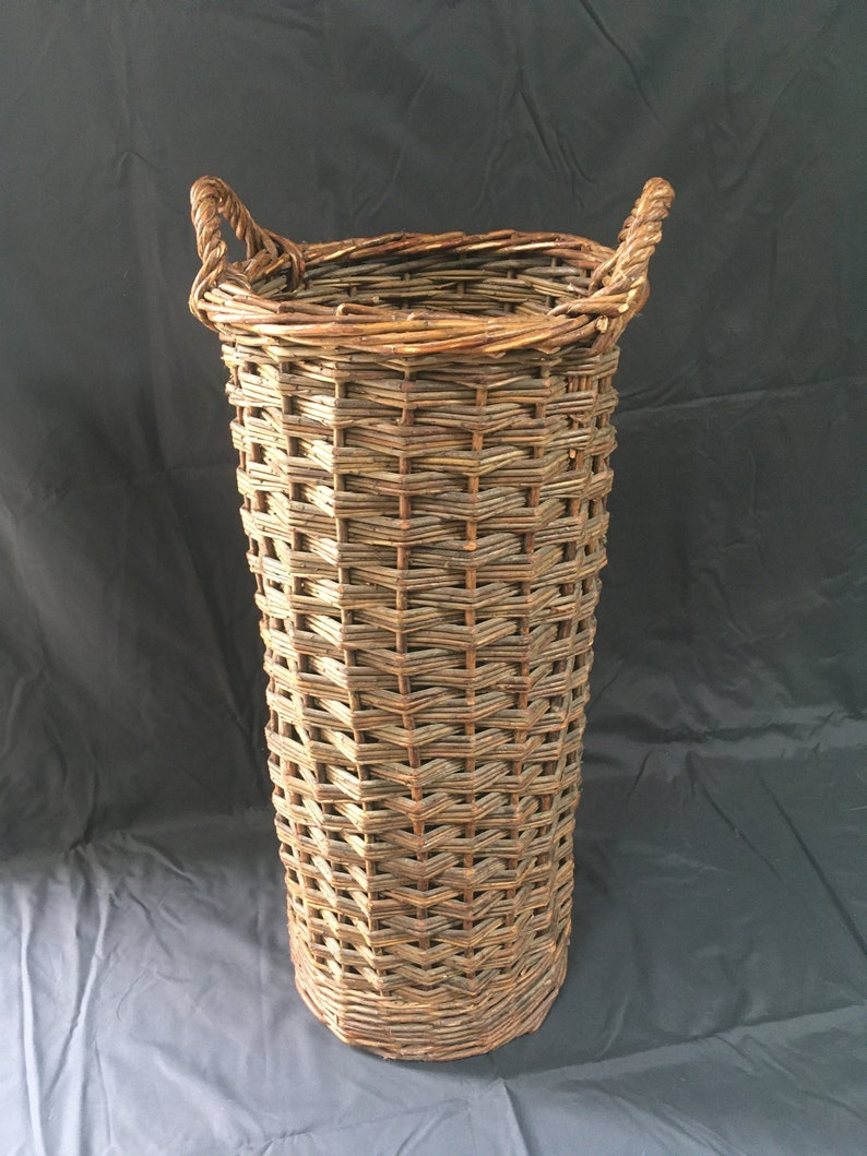 Vintage Wicker Umbrella Walking Stick Stand Basket Etsy