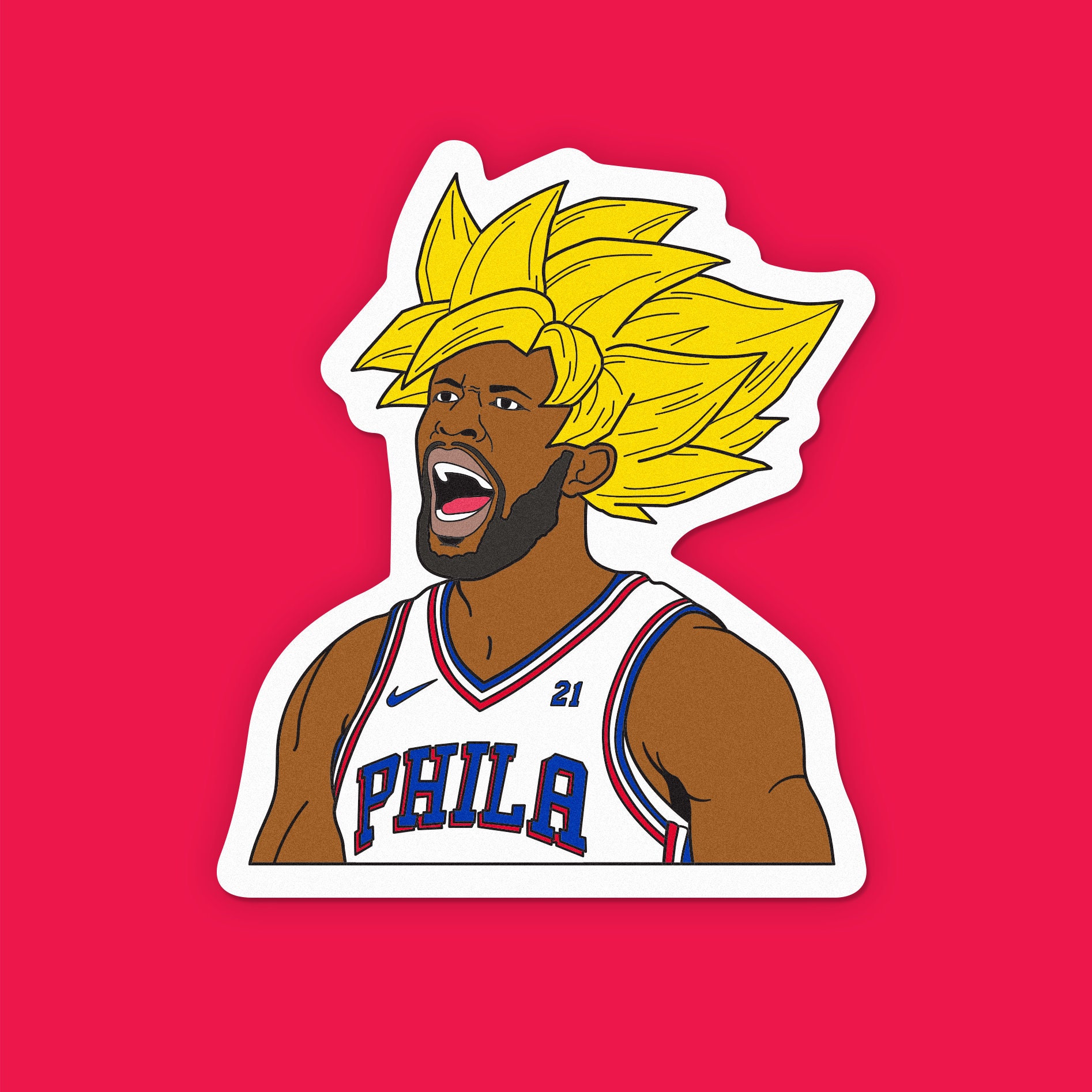 Joel Embiid 76ers White Jersey Sticker for Sale by