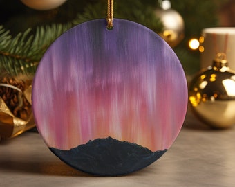 Northern Lights Aurora Borealis Forest Acrylic Ornament - Etsy