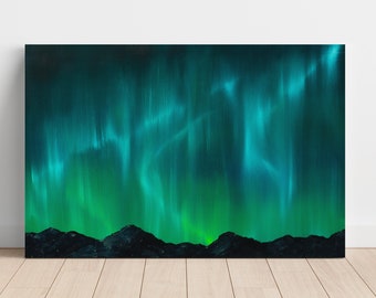 Nordlichter Kunst, Aurora Borealis Alaska Ölgemälde Leinwanddruck