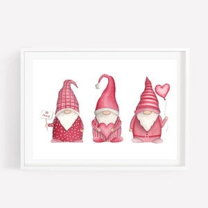 DIGITAL DOWNLOAD Gnomes Valentines Day Printable Valentines Day Wall ...