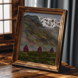 Hatcher Pass Moody Cabin, Mountain Landscape Painting Alaska Canvas Print