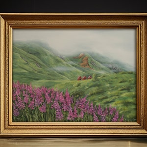 Summer in Hatcher Pass Cabin Art, Alaska Fireweed Painting Fine Art Print