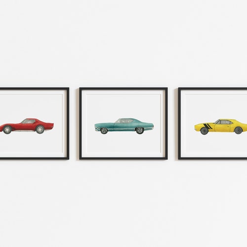 Car Nursery Prints Car Nursery Decor Set of 3 Prints Cars Etsy