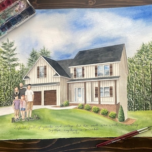 Home Watercolor Painting - Custom House Illustration - Housewarming Gift - House Portrait - Realtor Gift for Clients - New Home Gift