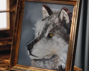 Moody Wolf Painting, Wolf Wall Decor Fine Art Print