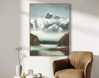 Denali National Park Moody Cabin Art, Cloudy Alaska Painting Canvas Print