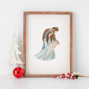 Nativity Watercolor Print - Christmas Art - Faceless Nativity
