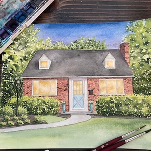 Home Watercolor Painting - Custom House Illustration - Housewarming Gift - House Portrait - Realtor Gift for Clients - New Home Gift
