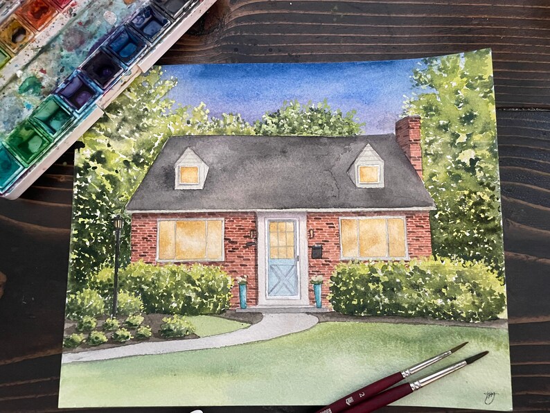 Home Watercolor Painting Custom House Illustration Etsy