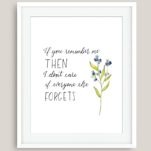 Valentines Day Print, Remember Me Print, Forget Me Not Print, Valentines Wall Decor