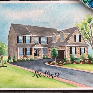 Home Watercolor Painting - Custom House Illustration - Housewarming Gift - House Portrait - Realtor Gift for Clients - New Home Gift