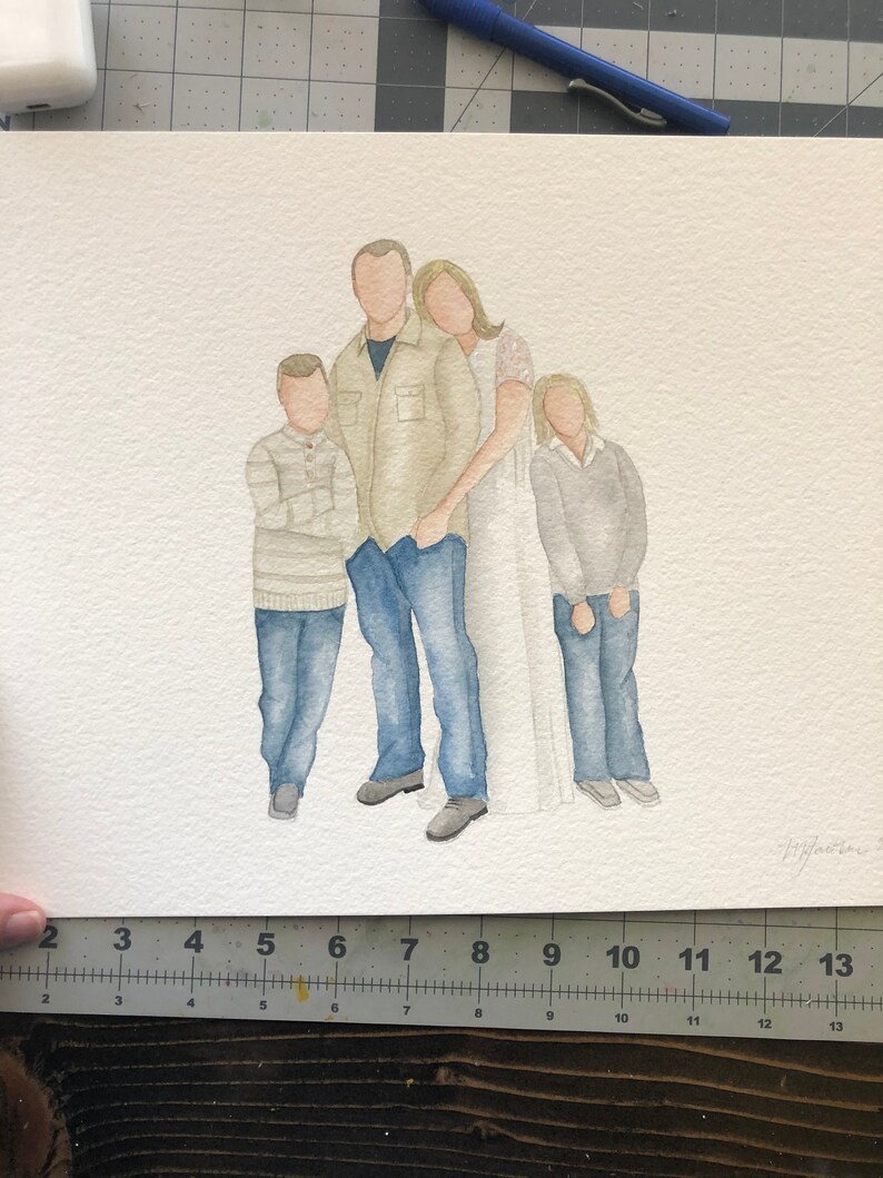 Faceless Family Portrait Custom Watercolor Painting Etsy