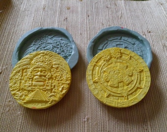 Inca/Maya GM medallion silicone molds for fimo wepam 2 sides