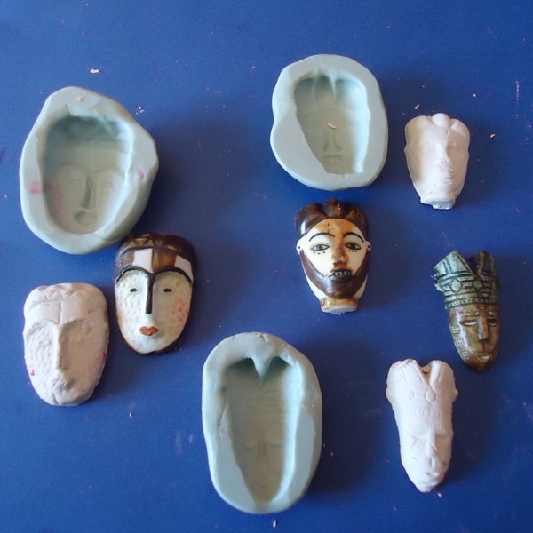 moules silicone masques africains miniatures pour argile fimo_ wepam