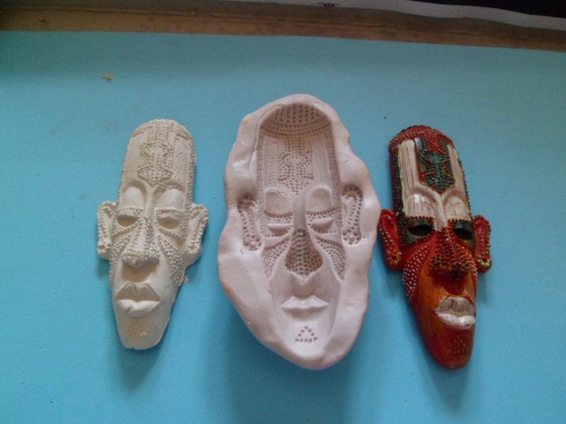 moule silicone masque africain reproduction masque ancien pour fimo wepam argile image 1