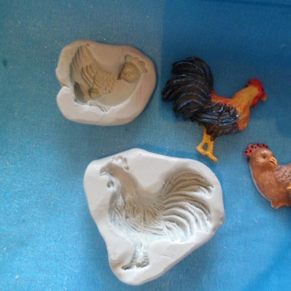 moules silicone  coq  poule  et poussin pour fimo wepam