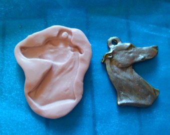 greyhound head pendant silicone mold for fimo wepam
