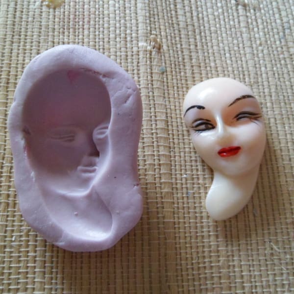 moule silicone visage femme  nu annee 30  pour fimo wepam