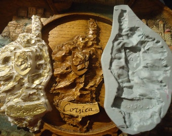 moule silicone carte de la corse corsica avec detailspour argile fimo wepam