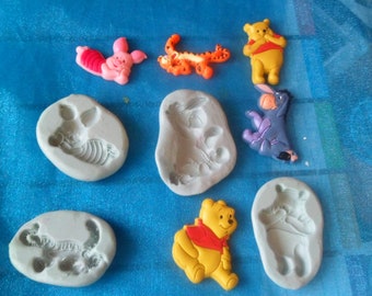 silicone molds winnie the pooh tigger piglet eeyore for fimo wepam;;clay