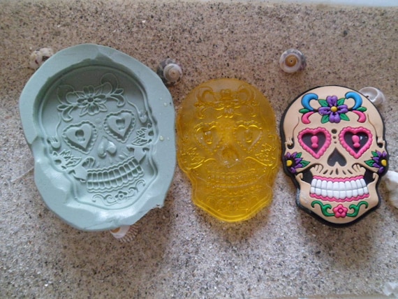 Mexican Calavera Floral Silicone Mold For Fimo Wepam Clay Etsy