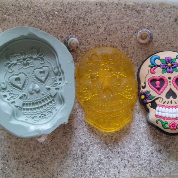 silicone mold mexican mask calavera flower for fimo wepam clay