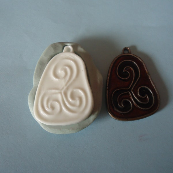 silicone mold Breton triskel pendant for fimo wepam clay