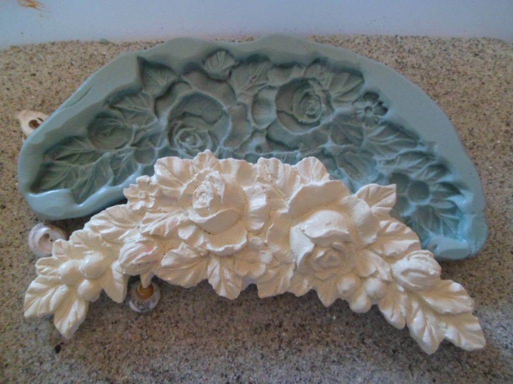 silicone mold rose pediment gm for fimo wepam clay;;clay