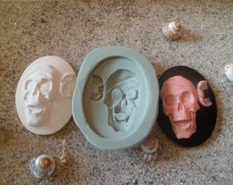 silicone mold cameo gothic pirate skull for fimo wepam