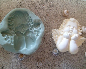 pensive angel silicone mold for wepam fimo clay