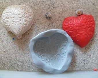 heart silicone mold with arabesques for fimo wepam clay